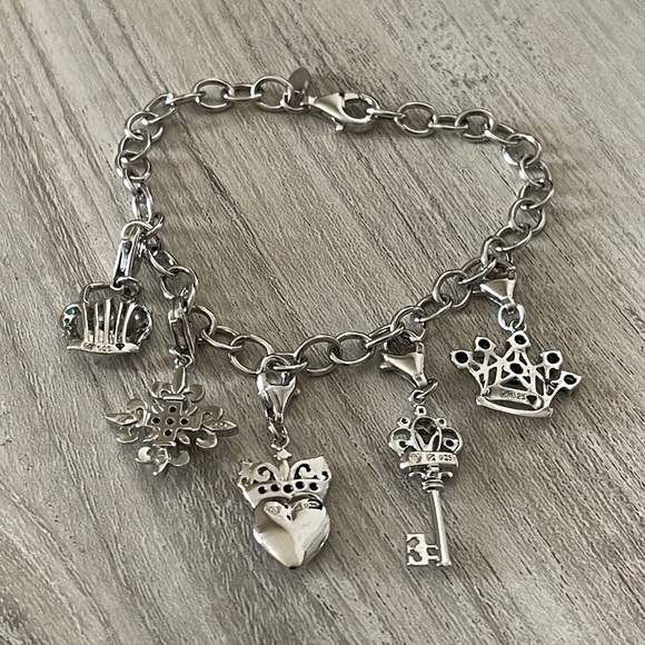 Blue Sapphire Ruby and Emerald 925 Silver Charm Bracelet - Picture 3 of 7